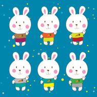 Funny bunnies on a white background Vector characters