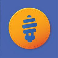 Light bulb symbol on button vector