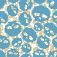 Blue skulls seamless pattern geometric contemporary style