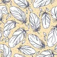 Pattern with hand-drawn feathers N21