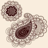 Henna Mehndi Flower Doodle and Paisley