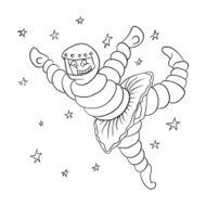 dancing astronaut in outer space vector