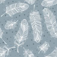 Pattern with hand-drawn feathers N22