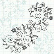 Hand-Drawn Sketchy Notebook Doodles Vines and Flowers