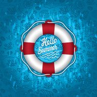 Summer design template Funny Sea Life and lifebuoy