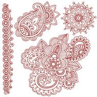 Henna Mehndi Doodle Paisley Design Elements N3