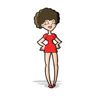 cartoon happy woman with hands on hips N29