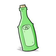 cartoon message in bottle N10