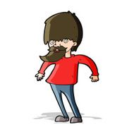 cartoon bearded man shrugging shoulders N14