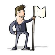 cartoon man planting flag N13