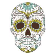 Day of The Dead colorful Skull with floral ornament N2