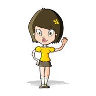 cartoon pretty girl waving N47