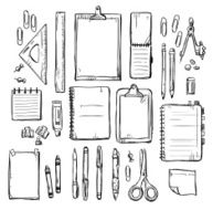 set of stationery drawings Vector illustration