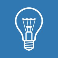 Light Bulb Icon on Blue Background Vector