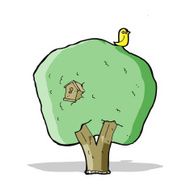 cartoon tree with birdhouse N13