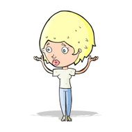 cartoon woman raising hands in air N28