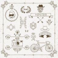 Vintage hipster hand drawn design elements set 2 Vector illustration