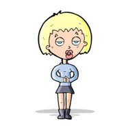 cartoon bored woman waiting N12