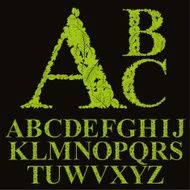 Floral font made with leaves natural alphabet letters set N4