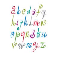 Calligraphic script vector alphabet letters set font N3