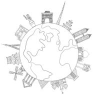 Landmark around the world illustration
