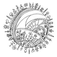 Henna Paisley Mehndi Doodles Design Element N5