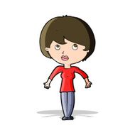 cartoon woman shrugging shoulders N724