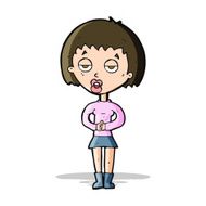 cartoon bored woman waiting N13