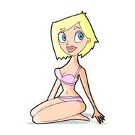 cartoon pretty woman in underwear N9
