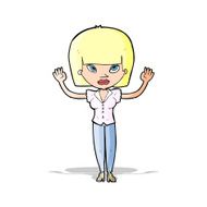 cartoon woman with raised hands N15