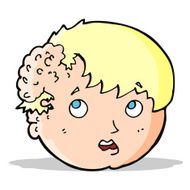 cartoon boy with ugly growth on head N14