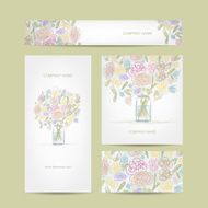 Business cards collection floral bouquet design