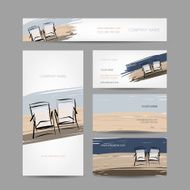 Business cards design chairs on the beach