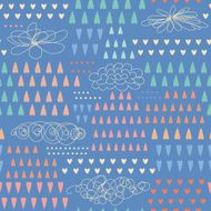 Doodle rain seamless pattern with colorful heart-shaped dro N2