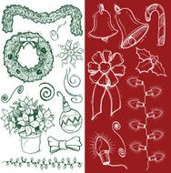 Christmas Decoration Doodles with Wreath and Bells
