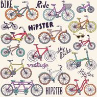 Bicycles seamless colorful pattern Vector illustration