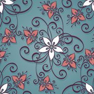 Seamless Floral Pattern (Vector) Hand Drawn Texture N139