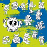 Funny Street Art Doodle Character Set