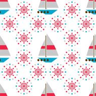 Seamless sea pattern with boats and hand wheels N2