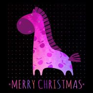 CHRISTMAS card with colorful horse