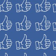 Thumbs up overlay on blue dotted background