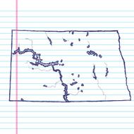 Vector Sketchy Map on White Lined Paper Background North Dakota