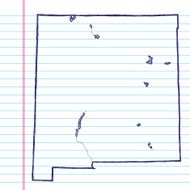 Vector Sketchy Map on White Lined Paper Background New Mexico