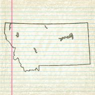 Vector Sketchy Map on Old Lined Paper Background Montana
