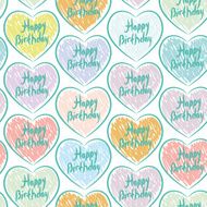 Seamless pattern with sketch hearts on white background Happy birthday