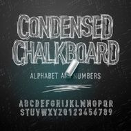 Condensed chalk alphabet letters and numbers