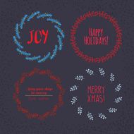 Christmas wreath drawn Vector set N13