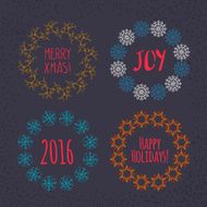 Christmas wreath drawn Vector set N14