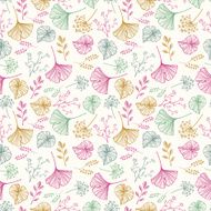 Leaf flowers and herbs seamless pattern N11