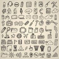 Hand drawn computer icons set